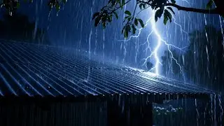 Fall Asleep Instantly with Heavy Night Rain and Distant Thunder on an Old Tin Roof