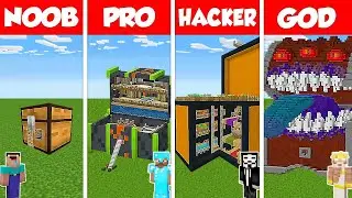Minecraft Battle: NOOB vs PRO vs HACKER vs GOD: INSIDE CHEST HOUSE BASE BUILD CHALLENGE / Animation