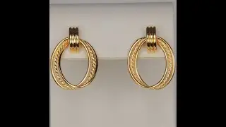ESTATE  14K Yellow Gold Braided Loop Earrings