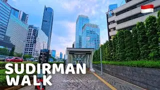 Прогулка по Джакарте в 4K — Улица Судирман на закате [Без слов — Городской ASMR]