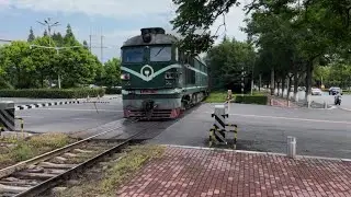 Close Encounter | Train Crosses Busy Intersection!