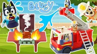 Bluey Firefighter Adventure with Toy Fire Truck!