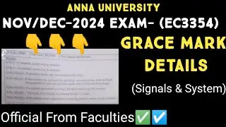 Grace mark details | ec3354- signals & system | anna university | latest | Nov Dec 2024 exam