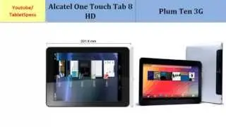Alcatel One Touch Tab 8 HD Versus Plum Ten 3G, Quick Comparison