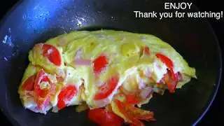 Tomato Ham Omelette - Breakfast Recipe