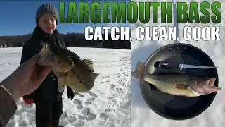 Ice Fishing Wisconsin Largemouth Bass 2020 (Catch / Clean / Cook)