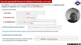 How to Handle iFrame in Selenium with Syntax? Most Commonly Asked Interview Question