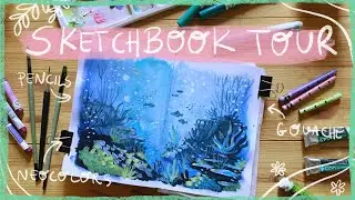 Sketchbook Tour  🌴 Gouache, Colored Pencils and Pastels in Nerdforge Sketchbook
