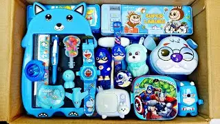 Unboxing Classic blue stationery📚 - writing board, pencil holder, jumbo Sharpener, highlighter pen