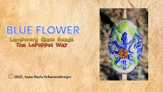 Lampwork Glass Beads:  Blue Flower