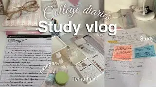 College diaries : study vlog🎀🥢 temu haul 🌿 ˙⋆✮ 🍋‍🟩 desk update🌷🖇️study after school 🏫 