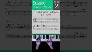Minuet 1 ,from the 'Klavier Suite in g minor' J S Bach Suzuki Piano Book 2  #shorts #notebynote