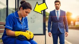 UMA FAXINEIRA FOI DEMITIDA INJUSTAMENTE… MAS UM BILIONÁRIO A SEGUIU ATÉ O PONTO DE ÔNIBUS…
