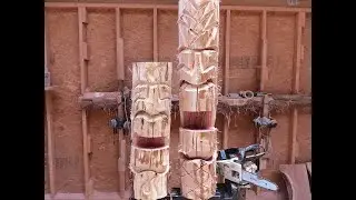 Tiki Carve-roughing out 2 tikis time lapse