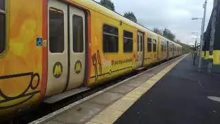 Class 507017 departs hunts cross with some very nice track joints