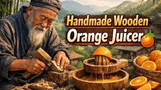 Old Chinese Man Making a Handmade Wooden Orange Juicer | Traditional Village Craft 🍊
