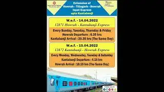 EXTENSION OF HOWRAH-TITLAGARH ISPAT EXPRESS UPTO KANTABANJI FOR FOUR DAYS A WEEKilParivar