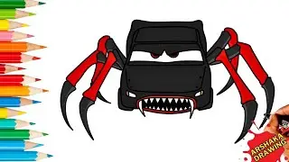 Drawing Lightning McQueen Evil Spider Eater Easy Step by Step #lightningmcqueen#spidereater#drawing