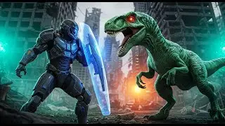 Bionic Warrior vs Dinosaurs Epic Ancient Battle!