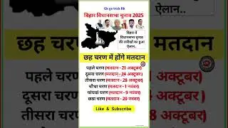 बिहार में विधानसभा चुनाव की तारीखों का हुआ एलान | Bihar Vahan Sabha Chunav 2025 #election #shorts