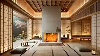Japanese Zen Fireplace Ambience in 8K HDR | ASMR Relaxation with Burning Wood Sounds