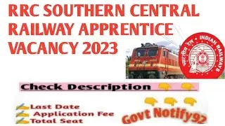 RRC SCR Apprentice || Railway Recruitment Cell Southern Central Region Recruitment || Govt Notify92