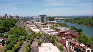 Free drone stock footage - Portland Oregon Macadam Ave