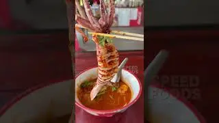Squid tomyum noodle in Buriram Thailand - Thai street food