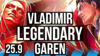 VLADIMIR vs GAREN (MID) | 12/0/5, Legendary | EUW Challenger | 25.9