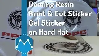 Clear Doming Resin Applied on Contour Cut Sticker as Gel Sticker for PPC Hard Hat