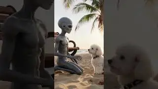 An Alien Petting A Poodle!