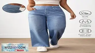 Flexra Women's Casual Washed High Waist Straight Leg Stretchy Knit Denim Apple