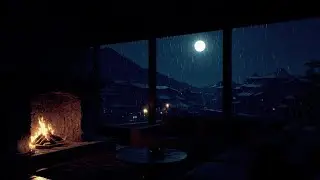 Rainy Window View & Warm Fireplace 🌧️🔥 | Cozy Dark Night Ambience