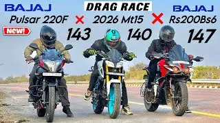 2026 New pulsar 220F vs 2026 MT15 vs Rs200bs7 face 2 Drag race and top speed video #pulsar #yamaha 