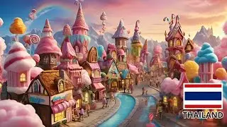 ‼️Asking A.I to create  fantasy city full of cotton candy and lollipops in different countries #city