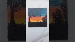 Sunset landscape painting ✨#art #sunset #shorts #youtubeshorts #goldenhour #artist #pintingtutorial