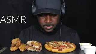 ASMR MEATLOVERS PAN PIZZA & CHICKEN WINGS. MUKBANG (NO TALKING) TCASMR