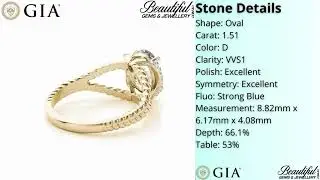 (D-VVS1) Oval Diamond Ring with Rope-Twisted Band and Accents