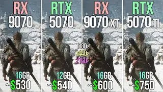 RX 9070 vs RTX 5070 vs RX 9070 XT vs RTX 5070 TI - Test in 20 Games & Performance