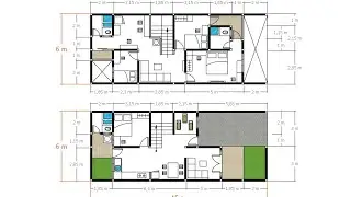 Rumah 6x15 kamarnya 4, Tingkat 2 lantai