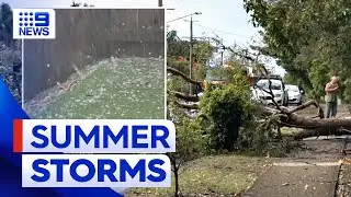 'Very dangerous' thunderstorm rips through Brisbane | 9 News Australia