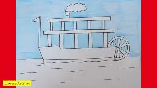 Easy Drawing : Steam Boat | Step by Step Tutorial | @KalakritArtStudiobyKanika 