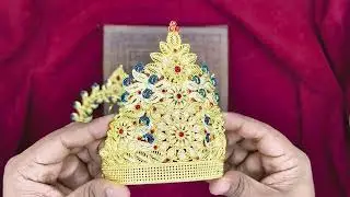 Mukut for Devi Devta in Golden Meenakari Work for Head size (6 inches Ear To Ear Dimension)