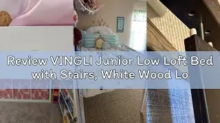 Review VINGLI Junior Low Loft Bed with Stairs, White Wood Loft Bed Full Size for Adults, Kids and Yo