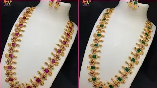 cz matte finish long haram designs & cz necklace sets / buy online jewellery / whatsapp 9502099458