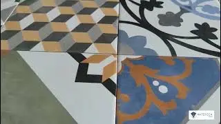 Piastrelle Effetto Cementine -Cementina Paint Color - Gres Colorato Opaco con Decori Misti 20x20