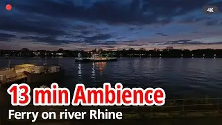13 Minutes Sitting by the Rhine River 🌊 Night Ambience & Ferry View (ASMR)