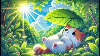 Relaxing Anime Cat Music - Soothing Sounds for a Peaceful Day | Cute Cat Under the Leaf