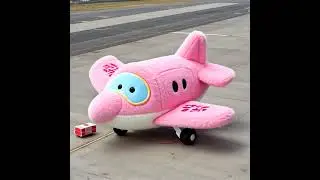 Pink airplane transformed into a cute toy