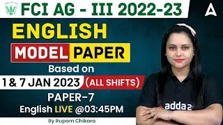 FCI AG 3 2022-23 | FCI AG 3 English Model Paper #7 by Rupam Chikara